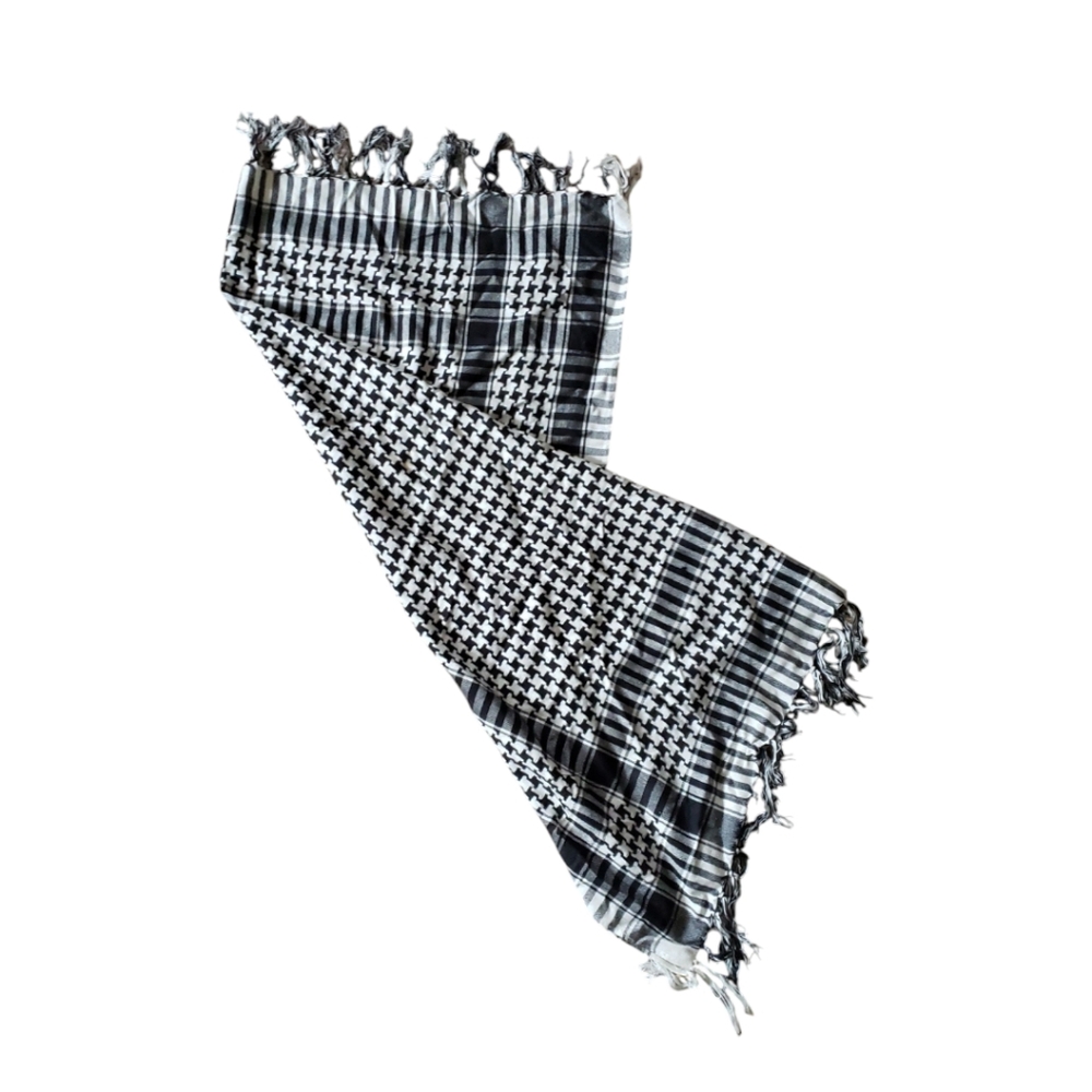Fringe Black and White Square Scarf